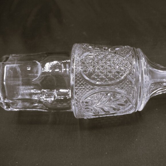 Antique Victorian Glass Cruet Ornate Pressed Pattern For Condiments Or Oil repla - Picture 2 of 5